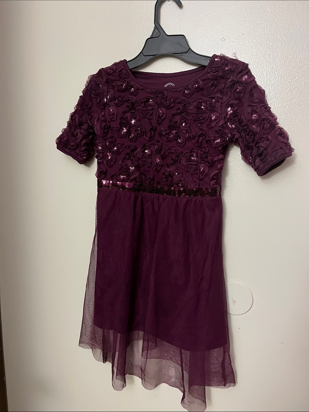wonder nation Plum Floral Sequin Chiffon Party Dress